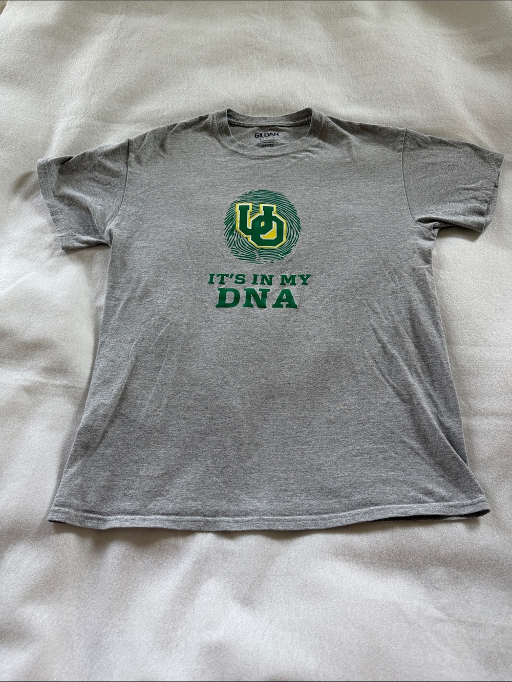 Oregon Ducks Gray Tee with Green & Yellow DNA Emblem